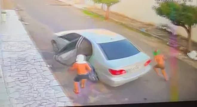 Crianças encapuzadas são flagradas furtando mudas de plantas