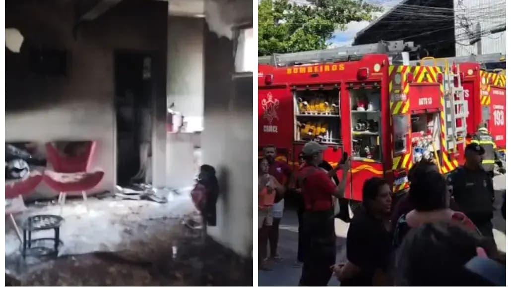 Homem é preso após atear fogo em apartamento com companheira dentro em Fortaleza