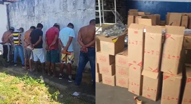 PM prende 15 homens no Crato, apreende cigarros contrabandeados e fecha fábrica clandestina de bebidas