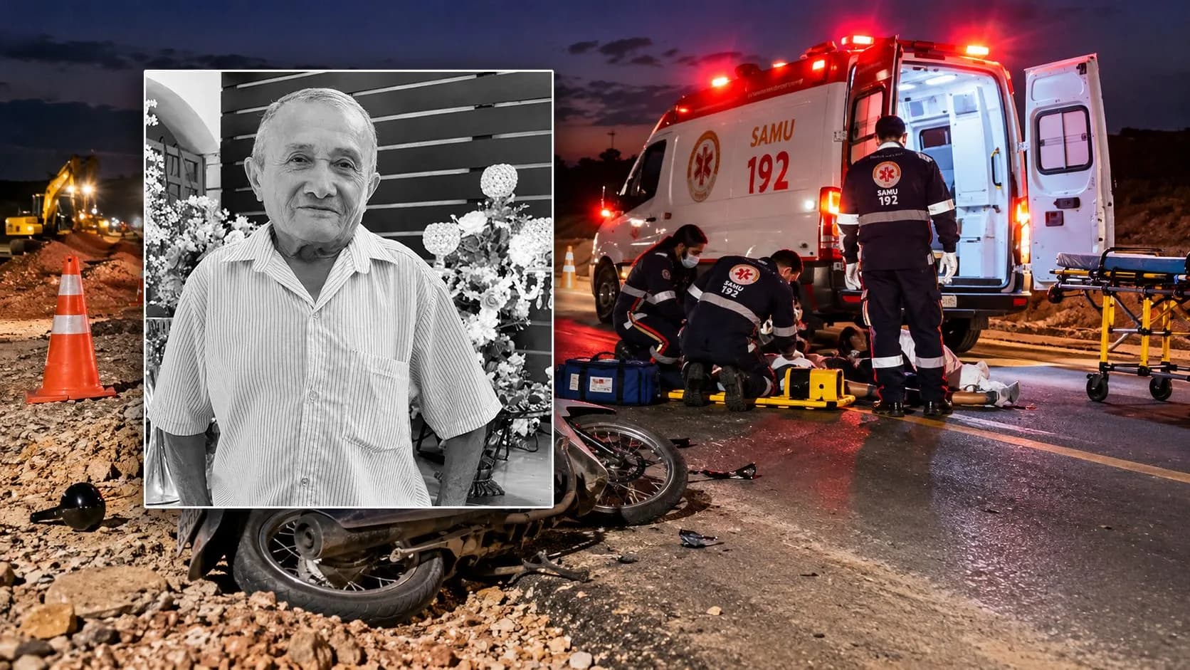 Acidente entre carro e moto na CE-166 deixa homem morto e mulher ferida entre Nova Olinda e Altaneira