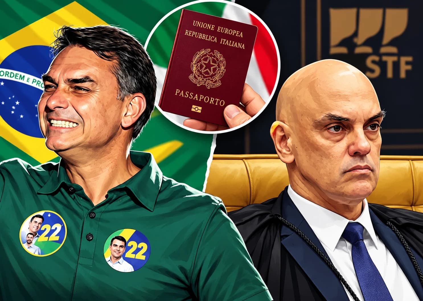 Flávio Bolsonaro teria deixado o Brasil com passaporte italiano após ordem de Moraes